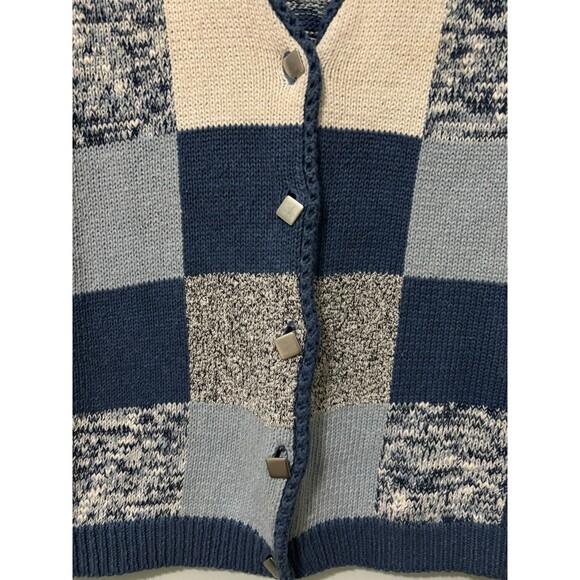 Vintage Russ Sport Preppy Knitted Sweater Vest Tennis Checkered Striped Sz L - Picture 5 of 6